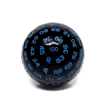 Foam Brain: 100 Sided Die - Black Opaque w/ Blue